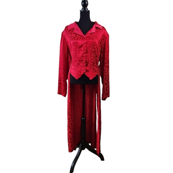 Amanda Lane Tops - Amanda Lane Satin Red High Low Top Vintage Steam Punk Goth Plus Size 22W